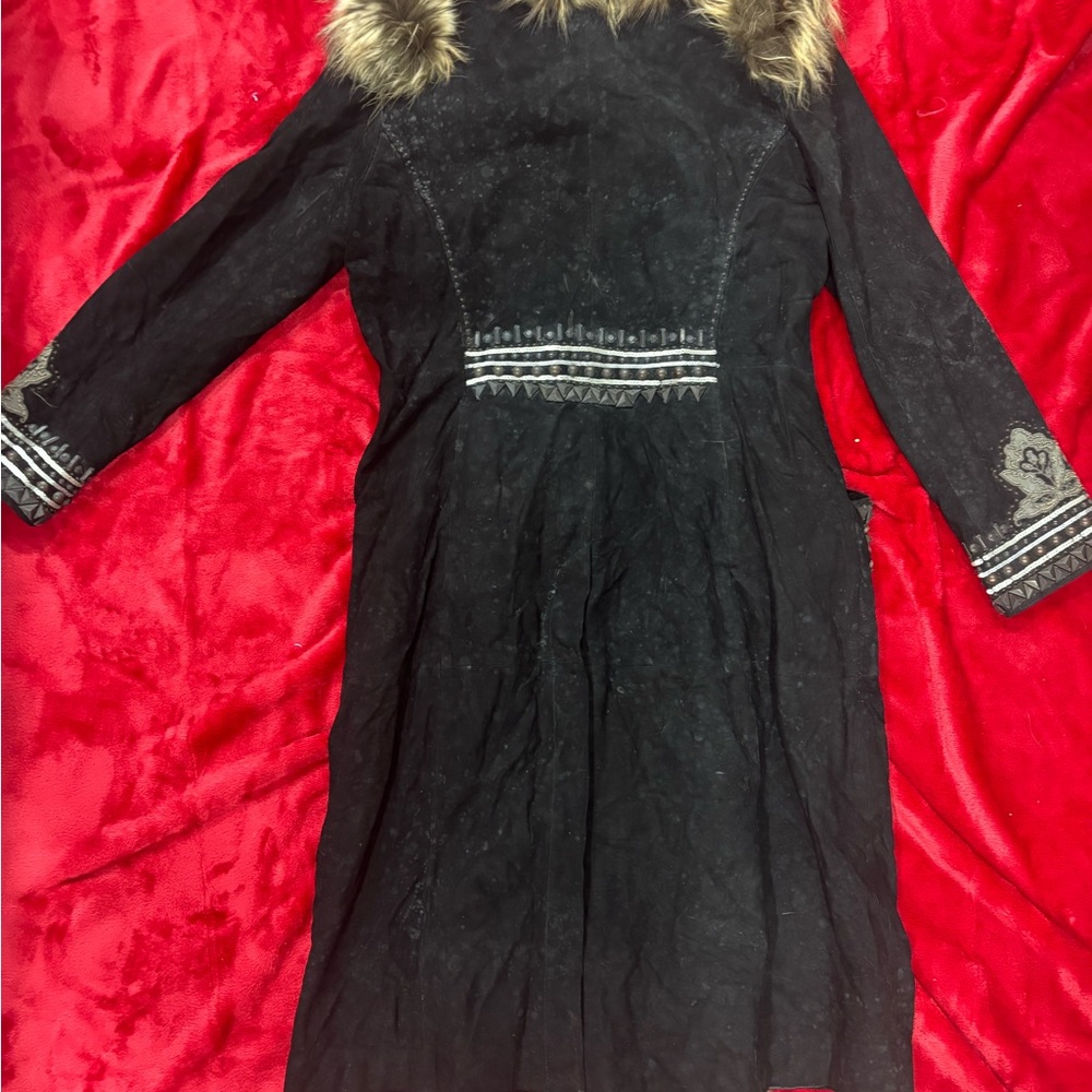 Double D Ranch Black Coat with Fur Trim